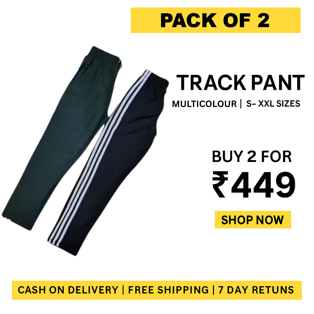 New Combo of 2 Men's Sports Regular Fit Cool Track Pant with Two Side Pockets (Multicolor) (Copy)